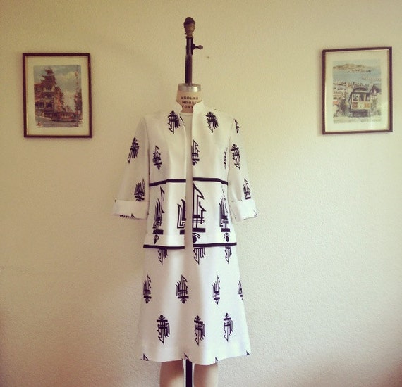 1970's /Black/White /Symbol/Dress /Suit ///Jacket