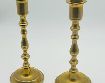 Set of 2 - MCM Brass Candlestick Holder Set