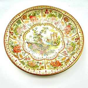 Daher dekorierte Ware Zinn Servierschüssel, Schiffe viktorianischen England 1970er Jahre 10 &quot;