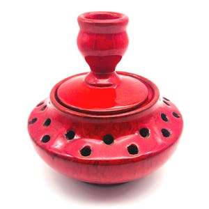 Ernestine Cannon, Salerno, Italy mid-century red studio art-pottery ceramic design lantern, super modernist form and time-typical glaze