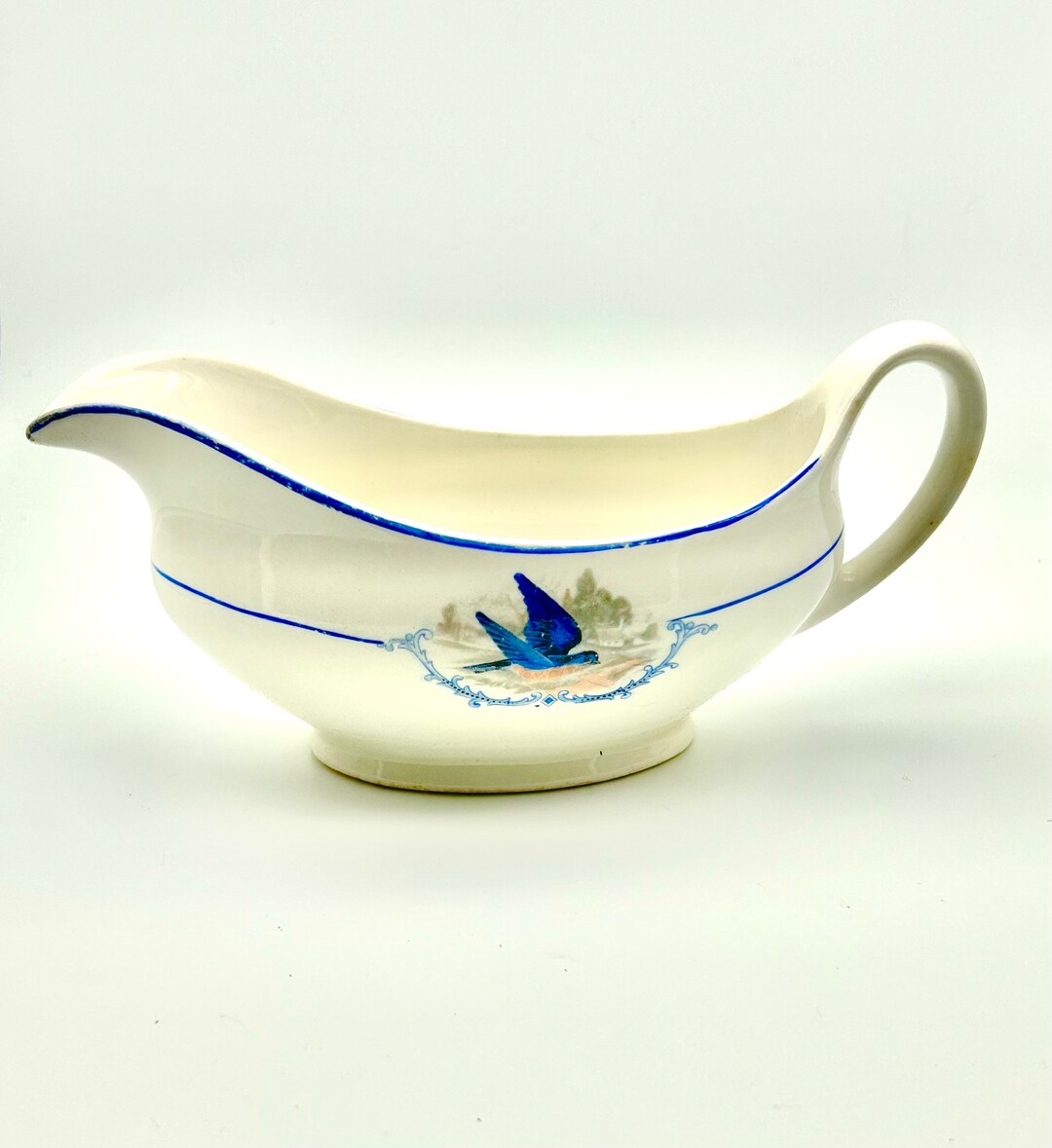 W S Derwood blue Bird China Gravy Boat Etsy