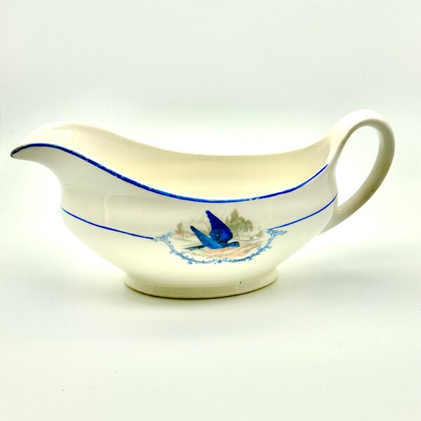 W S George Derwood "Blue Bird" China Gravy Boat