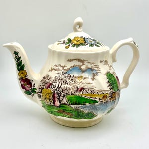 Sadler Country Life teapot vintage James Sadler teapot English pastoral scene