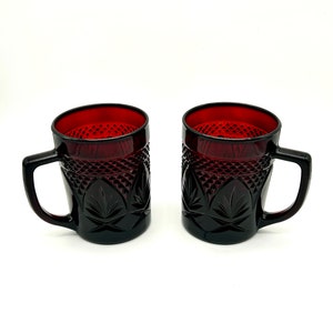 Ruby Red Cristal D&#39;Arques-Durand Mug Beautiful Ruby Glass Mug from France circa 1970s