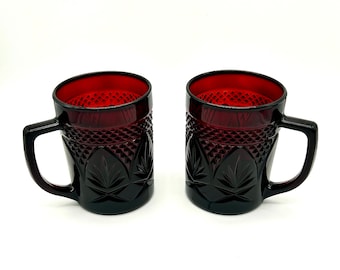 Ruby Red Cristal D'Arques-Durand Mug Beautiful Ruby Glass Mug from France circa 1970s
