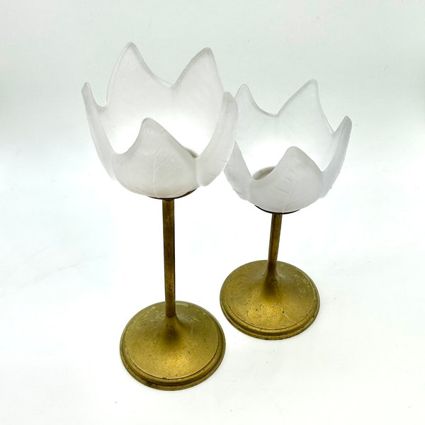 Frosted Glass Tulip Candle Holder Etsy