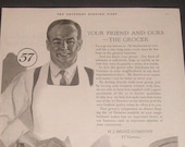 The Grocer, Your Friend Ours - Vintage 1923 Print Ad - H.J. Heinz 57 Varieties