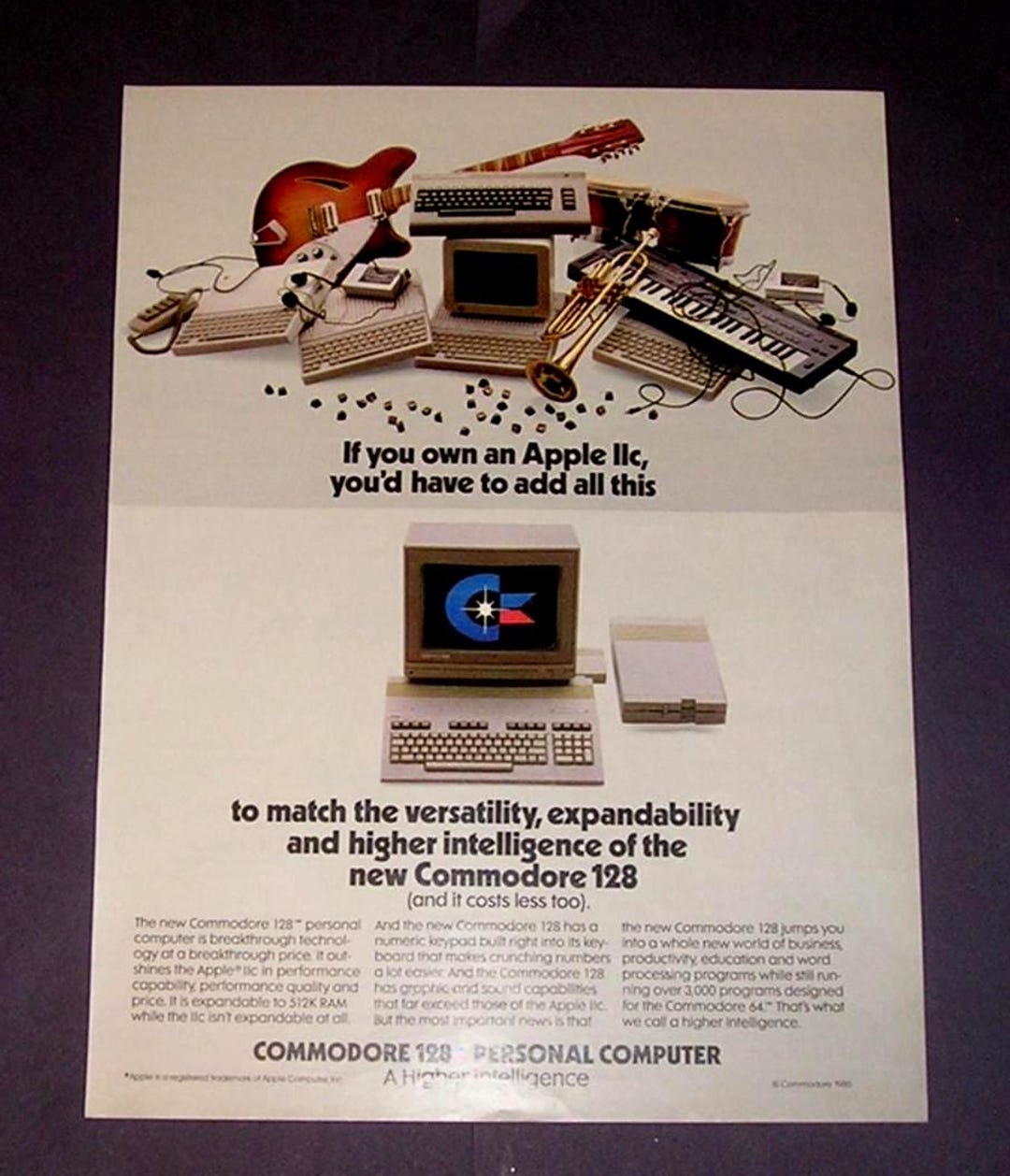 1985 Commodore 128 Personal Computer Vintage Magazine Ad, Higher ...