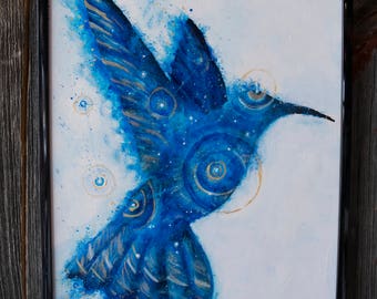 Hummingbird Painting | Hummingbird Gift | Hummingbird Artwork | Hummingbird Illustration | Surreal Bird Artwork | Hummingbird Decor