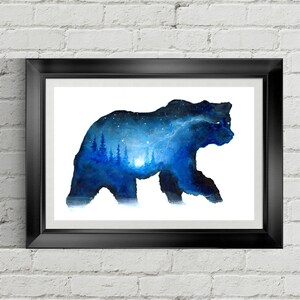Bear Print | Bear Artwork | Double Exposure Bear | Forest Print | Forest Artwork | Space Art Print | Galaxy Art Print | Bear Silhouette