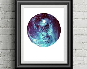 Moon Poster | Moon Print | Moon Painting | Lunar Phases Print | Moon Phase Print | Moon Phases Print | Space Print | Galaxy Painting
