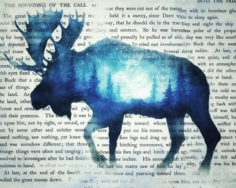 Moose Print Art | Literary Art Print | Literary Art | Literary Poster | Book Art Print | Moose Painting | Book Paper | Book Page Art