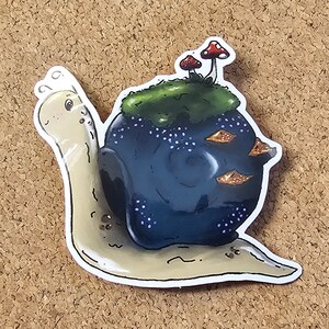 Cute Mushroom Snail Vinyl Sticker - Durable Waterproof Decal for Laptops, Notebooks & Water Bottles - Whimsical Nature Art