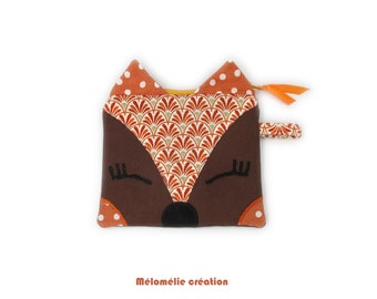 Porte-monnaie renard, renard, pochette, porte-monnaie, marron orange, pochette renard, idée cadeau