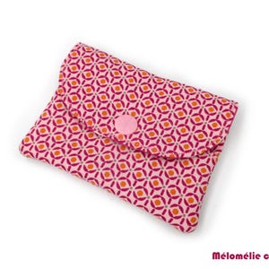 Porte-carte bancaire molletonné, rose, bus, cantine, carte de fidélité, pochette, idée cadeau, rangement cb