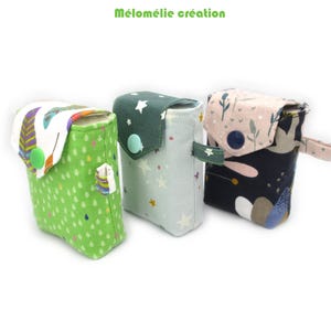 Pochette à mouchoirs, vert - bleue - bleu marine, pour mouchoirs petits formats, tissu coton, idée cadeau originale