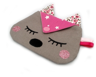 Porte-monnaie chat, pochette, porte-monnaie, chat, marron rose, pochette chat, idée cadeau