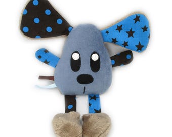 Mouse comforter, mouse plush, handmade comforter, blue brown, cotton minky fleece, customizable, baby comforter, 27 cm high