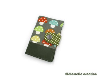 Credit card holder, khaki and grey cotton card case, original gift idea