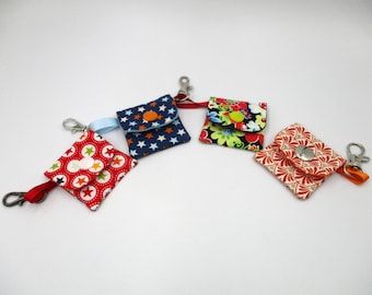 Porte-clés mini sac (lot de 4) pour mettre les jetons ou de la monnaie, idée cadeau originale, pochette, coton