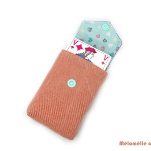 Pochette pour jeu de cartes, bleue rose jean - bleu marine, idéal pour un jeu de 52 cartes, tissu jean, idée cadeau originale