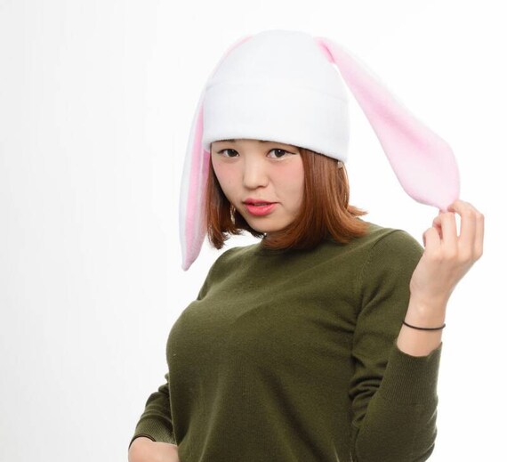 Items similar to White Bunny Rabbit Fleece Hat Bunny Hat White