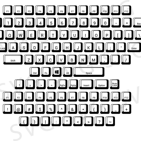Keyboard SVG PDF PNG & Ai Vector Cut Files Digital Download Bundle. Shirts, Decals, Tumblers, Engraving. Cricut, Silhouette, Brother