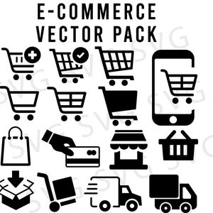 E コマース ショップ アイコン SVG、PNG、および Ai デジタル ダウンロード。ショッピング カート ボタン。ウィンドウ デカールに最適です。Cricut およびシルエット ダイカット ファイル。