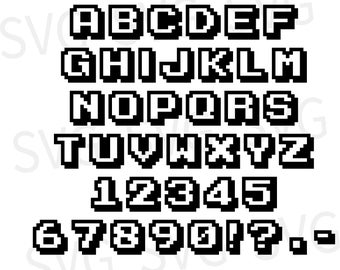 Retro Arcade Pixel 8 bit SVG letters and Ai digital download. Great for shirts & window decals. Cricut and silhouette die cut machine.
