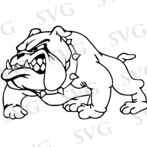 Descarga digital de archivos SVG, Ai Vector, PNG y PDF de la mascota Bulldog. Para camisetas, calcomanías y vasos. Archivo de corte para Cricut, Silhouette y Brother.