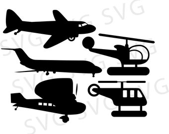 Vliegtuig en helikopter SVG, PNG en Ai digitale download. Cricut en silhouet gestanste machinegesneden bestanden.