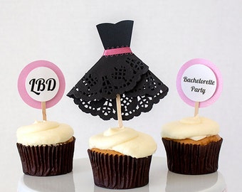 Bachelorette Cupcake Toppers / Black Dress Cupcake Toppers / Bachelorette Cake Toppers / Black Dress Cake Toppers / Girls Night Out Toppers