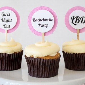 Bachelorette Cupcake Toppers / Black Dress Cupcake Toppers / Bachelorette Cake Toppers / Black Dress Cake Toppers / Girls Night Out Toppers image 2