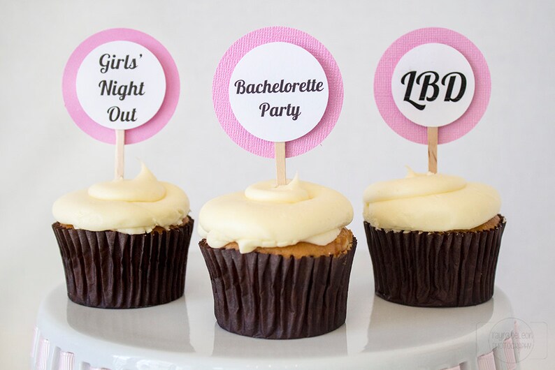 Bachelorette Cupcake Toppers / Black Dress Cupcake Toppers / Bachelorette Cake Toppers / Black Dress Cake Toppers / Girls Night Out Toppers image 2