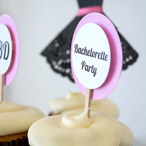 Bachelorette Cupcake Toppers / Black Dress Cupcake Toppers / Bachelorette Cake Toppers / Black Dress Cake Toppers / Girls Night Out Toppers image 4