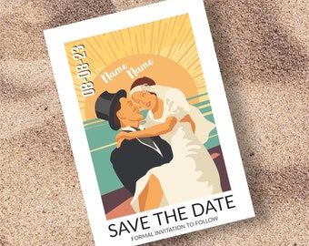 Customised vintage style Save The Date Wedding invite design – digital file for printing