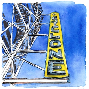 The Cyclone | Coney Island | Art print of a watercolor painting