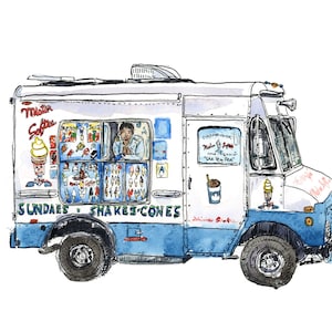 Mister Softee Ice Cream Truck | Archival Print of a watercolor painting