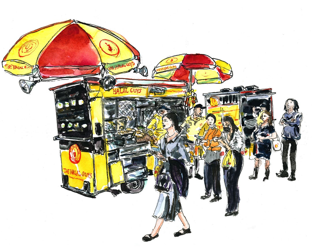 The Halal Guys Art Print of a Watercolor Painting Etsy
