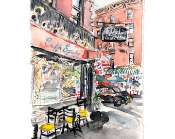 Egidio Pastry Shop (Little Italy in the Bronx) - Archival Print of a Watercolor Painting