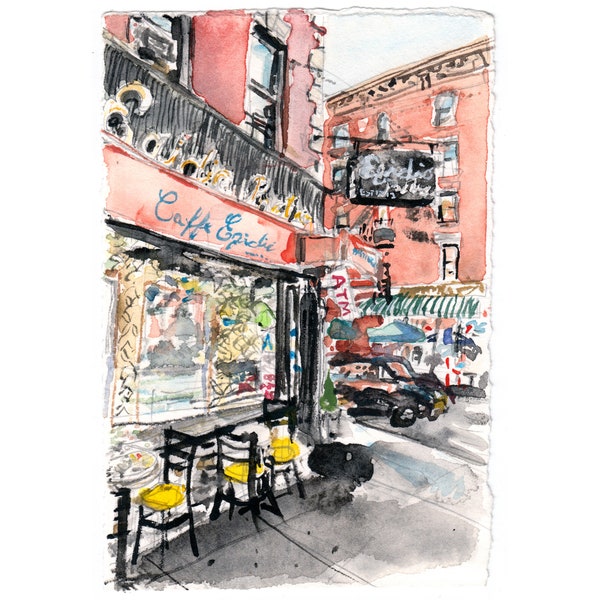 Egidio Pastry Shop (Little Italy in the Bronx) - Archival Print of a Watercolor Painting