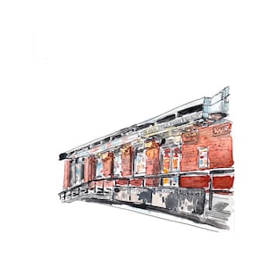 Mulberry Street Library - NYPL - Archival Print of watercolor painting