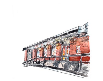 Mulberry Street Library - NYPL - Archival Print of watercolor painting