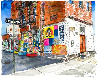 PRINT - Rockaway Brewery Watercolor Painting