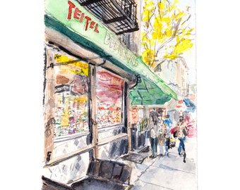Teitel Brothers (Little Italy in the Bronx) - Archival Print of a Watercolor Painting