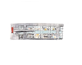 Battery Park City Library - NYPL - Archival Print of watercolor painting