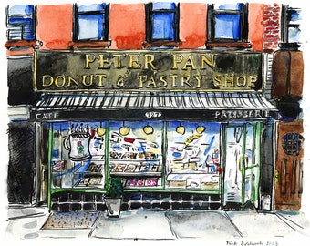 Peter Pan Donut Shop | Print and Original Watercolor Painting