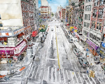 East Broadway Gouache Painting | Archival Print