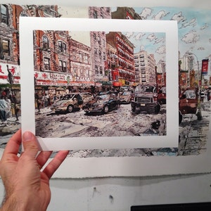 Chinatown Grand Street Gouache Painting Archival Print image 2