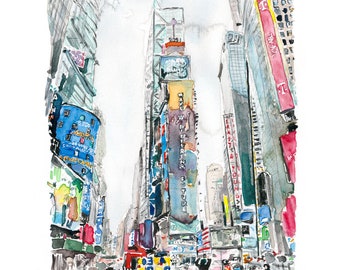 Times Square New Year's Eve 2020 - Watercolor painting - Limited Edition Print